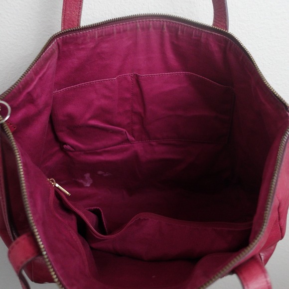 Fossil Leather Y2K Sydney Shopper Tote Red Shoulder Bag Purse Handbag With Flaws - Picture 9 of 15